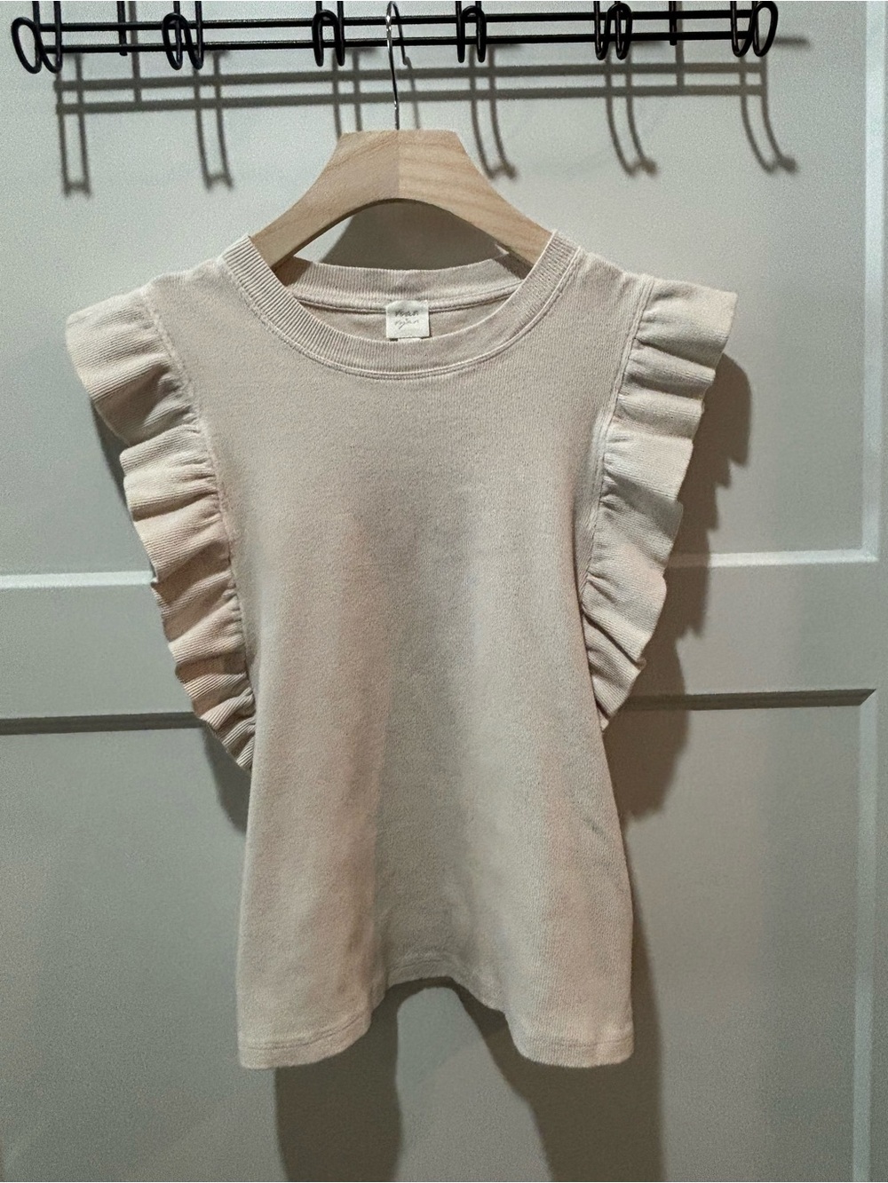 Roan & Ryan Ruffled Sleeve Tank Top in Cream